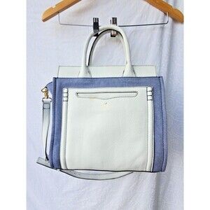 Kate Spade Easy Project Bag Blue Denim and White Leather